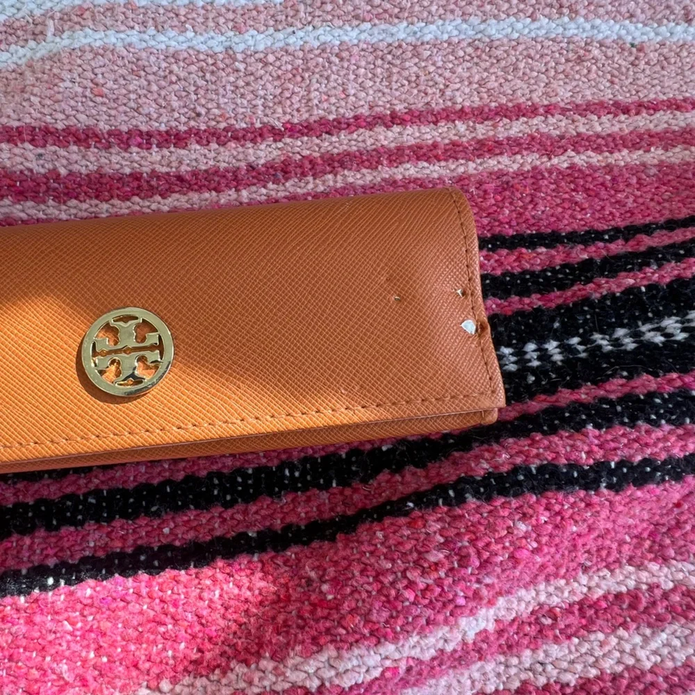 Tory Burch Orange Leather Eyewear Glasses Case
